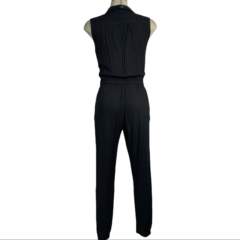Elegant Jumpsuit Black Embellished Sequin Pocket Size S - Picture 6 of 9